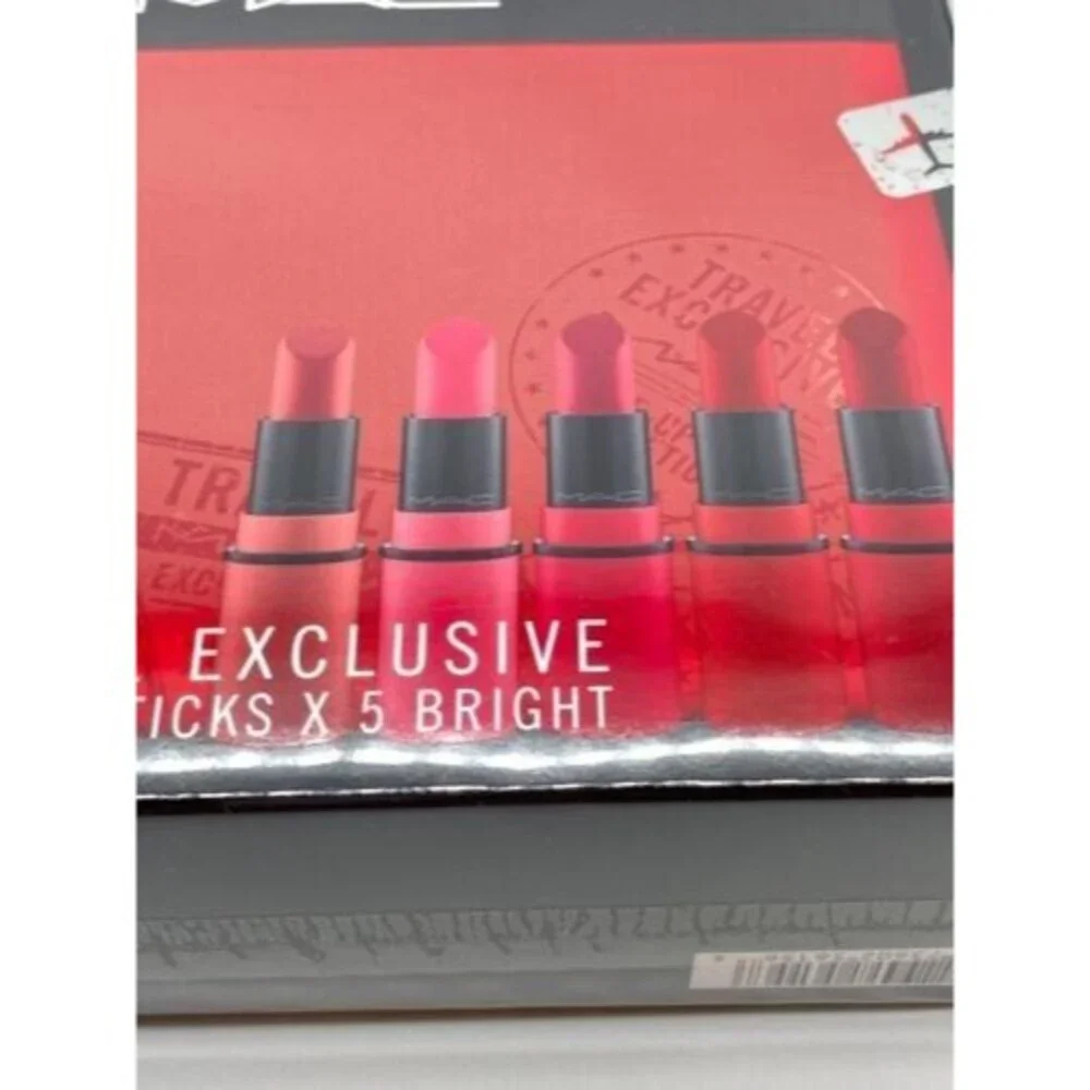 MAC Travel Exclusive Mini Lipsticks x 5 Bright 0.05 oz W/ Bag Sealed Box Set Kit